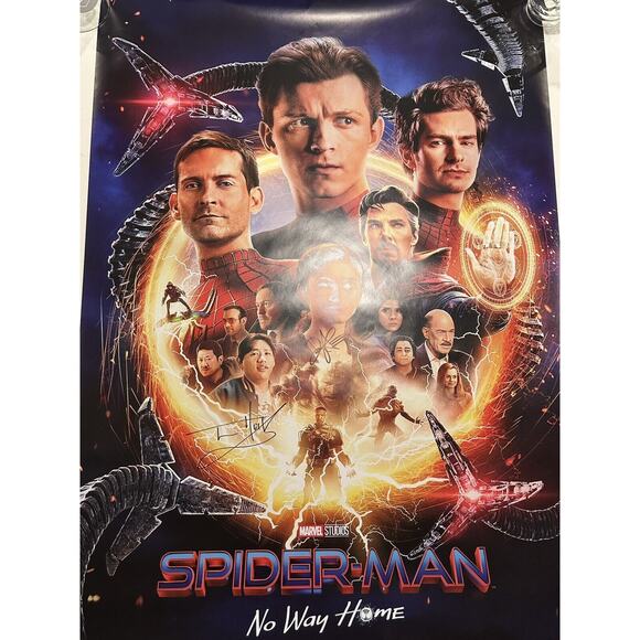 Spider-Man No Way Home Poster Signed Tom Holland Zendaya Autograph 27x40 COA #2 - Picture 7 of 11
